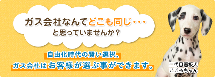 ガス会社なんてどこも同じ・・・ と思っていませんか？ 二代目看板犬こころちゃん
